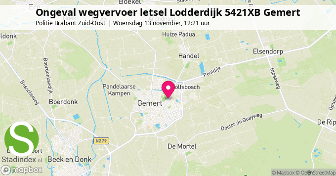 Ongeval wegvervoer letsel Lodderdijk 5421XB Gemert