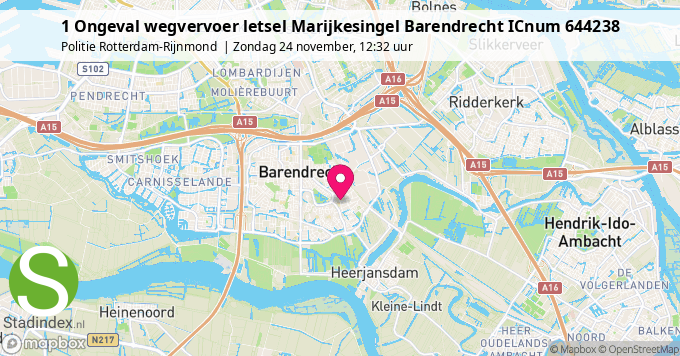 1 Ongeval wegvervoer letsel Marijkesingel Barendrecht ICnum 644238