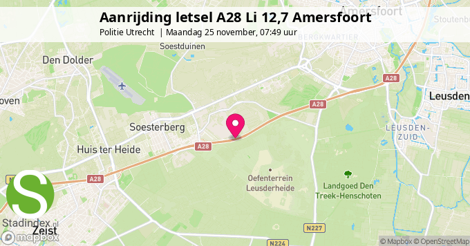 Aanrijding letsel A28 Li 12,7 Amersfoort