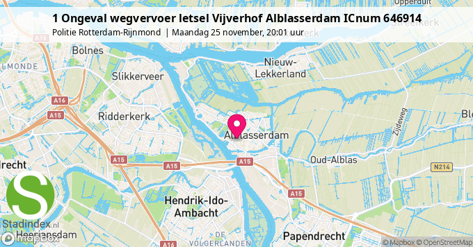 1 Ongeval wegvervoer letsel Vijverhof Alblasserdam ICnum 646914