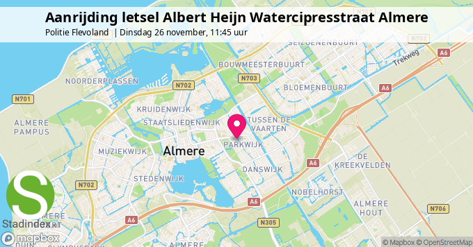 Aanrijding letsel Albert Heijn Watercipresstraat Almere