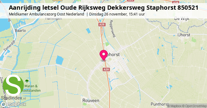 Aanrijding letsel Oude Rijksweg Dekkersweg Staphorst 850521