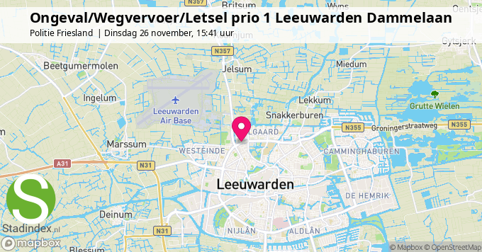 Ongeval/Wegvervoer/Letsel prio 1 Leeuwarden Dammelaan