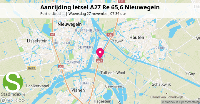 Aanrijding letsel A27 Re 65,6 Nieuwegein