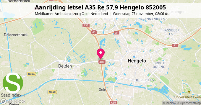 Aanrijding letsel A35 Re 57,9 Hengelo 852005