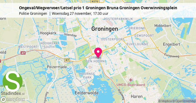 Ongeval/Wegvervoer/Letsel prio 1 Groningen Bruna Groningen Overwinningsplein