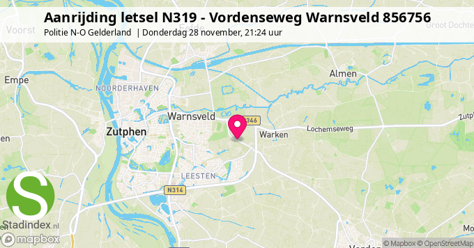 Aanrijding letsel N319 - Vordenseweg Warnsveld 856756