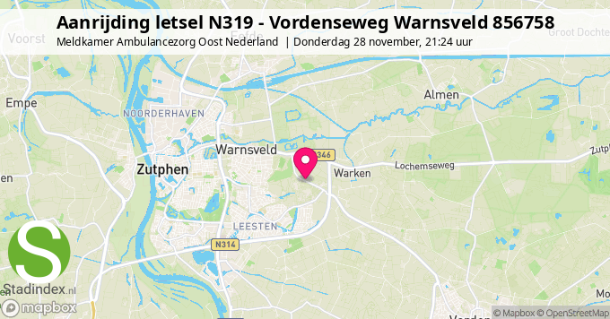 Aanrijding letsel N319 - Vordenseweg Warnsveld 856758