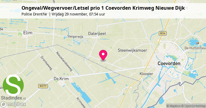 Ongeval/Wegvervoer/Letsel prio 1 Coevorden Krimweg Nieuwe Dijk