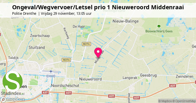 Ongeval/Wegvervoer/Letsel prio 1 Nieuweroord Middenraai