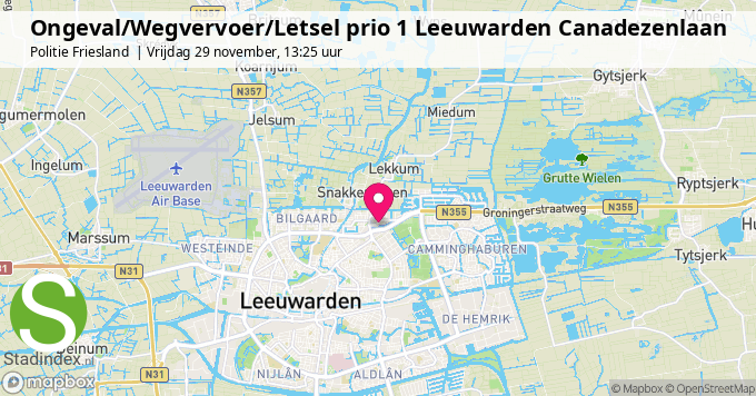 Ongeval/Wegvervoer/Letsel prio 1 Leeuwarden Canadezenlaan