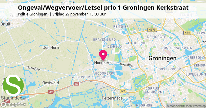 Ongeval/Wegvervoer/Letsel prio 1 Groningen Kerkstraat