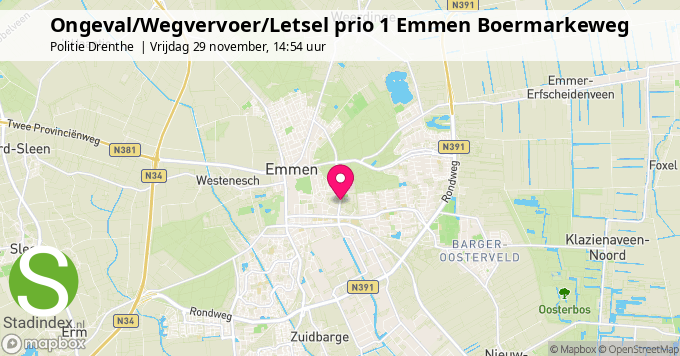 Ongeval/Wegvervoer/Letsel prio 1 Emmen Boermarkeweg