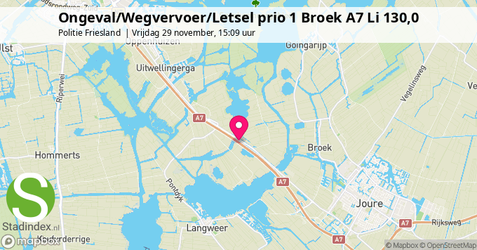 Ongeval/Wegvervoer/Letsel prio 1 Broek A7 Li 130,0