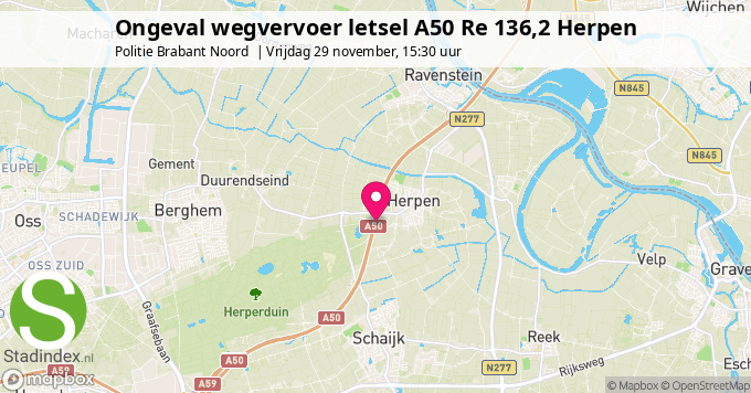 Ongeval wegvervoer letsel A50 Re 136,2 Herpen