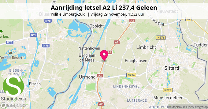 Aanrijding letsel A2 Li 237,4 Geleen