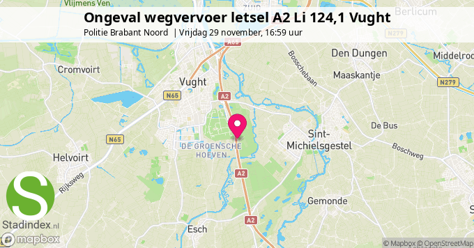 Ongeval wegvervoer letsel A2 Li 124,1 Vught