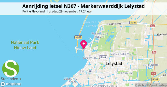 Aanrijding letsel N307 - Markerwaarddijk Lelystad