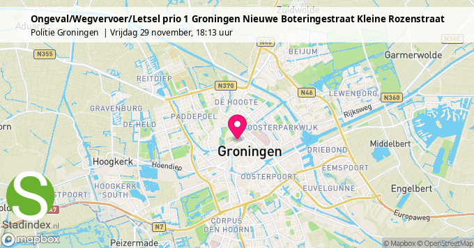 Ongeval/Wegvervoer/Letsel prio 1 Groningen Nieuwe Boteringestraat Kleine Rozenstraat