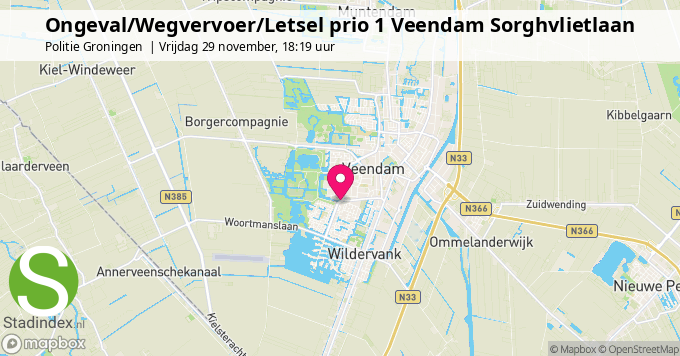 Ongeval/Wegvervoer/Letsel prio 1 Veendam Sorghvlietlaan