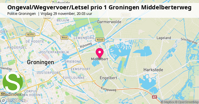 Ongeval/Wegvervoer/Letsel prio 1 Groningen Middelberterweg