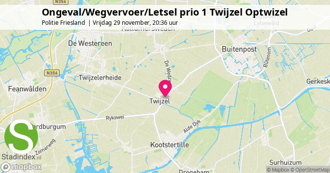 Ongeval/Wegvervoer/Letsel prio 1 Twijzel Optwizel