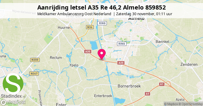 Aanrijding letsel A35 Re 46,2 Almelo 859852