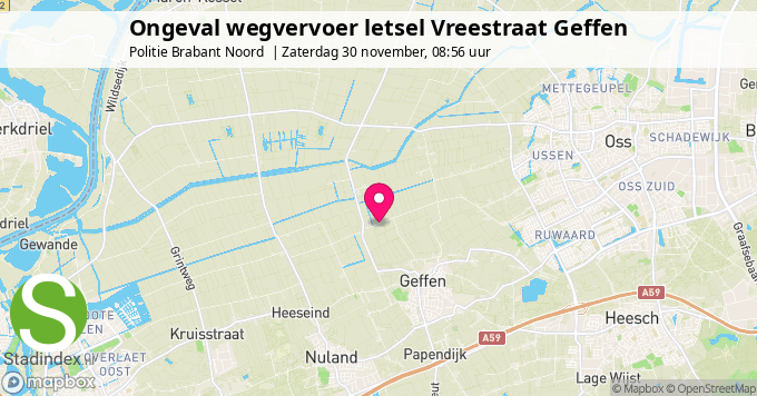 Ongeval wegvervoer letsel Vreestraat Geffen