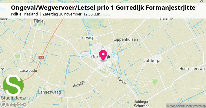 Ongeval/Wegvervoer/Letsel prio 1 Gorredijk Formanjestrjitte