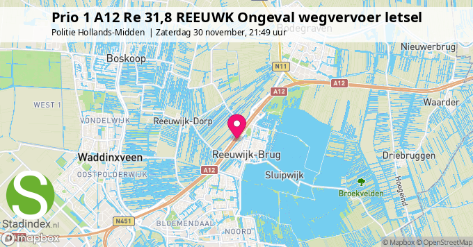 Prio 1 A12 Re 31,8 REEUWK Ongeval wegvervoer letsel