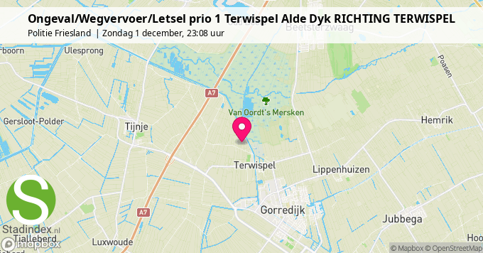 Ongeval/Wegvervoer/Letsel prio 1 Terwispel Alde Dyk RICHTING TERWISPEL