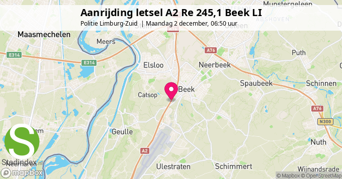 Aanrijding letsel A2 Re 245,1 Beek LI