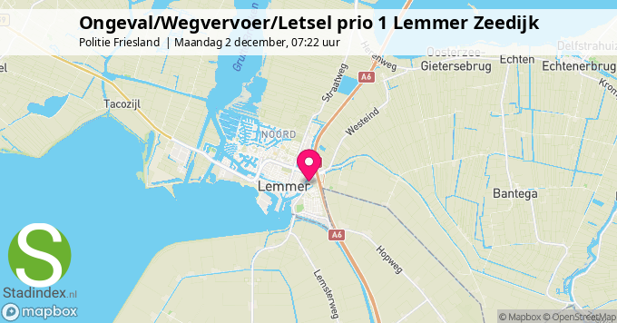 Ongeval/Wegvervoer/Letsel prio 1 Lemmer Zeedijk