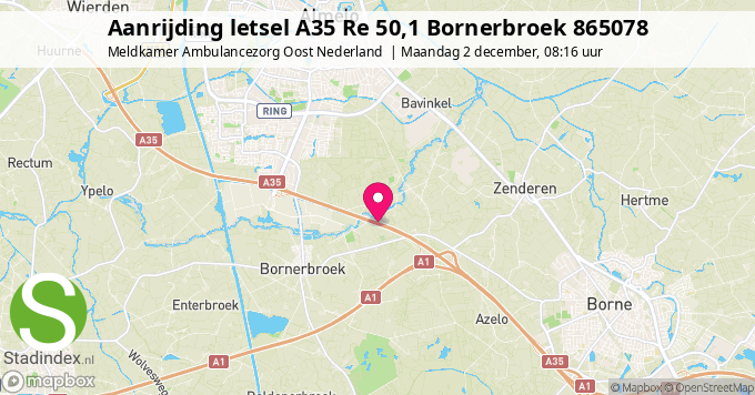 Aanrijding letsel A35 Re 50,1 Bornerbroek 865078