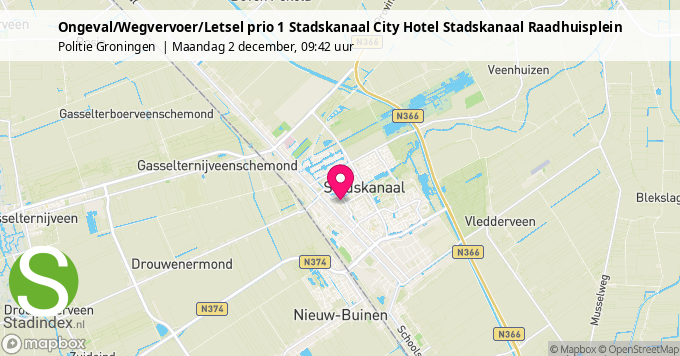 Ongeval/Wegvervoer/Letsel prio 1 Stadskanaal City Hotel Stadskanaal Raadhuisplein