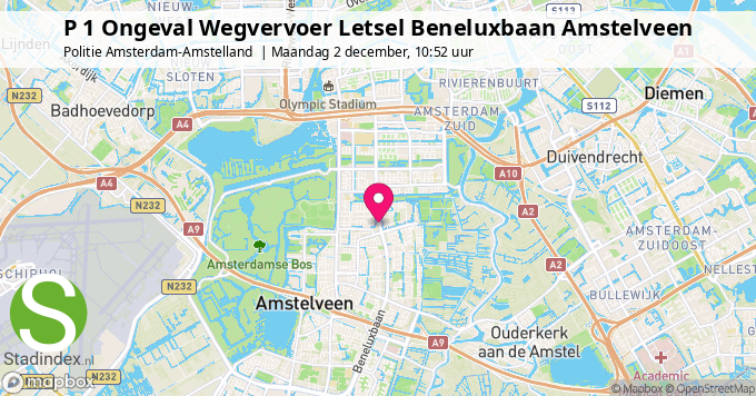 P 1 Ongeval Wegvervoer Letsel Beneluxbaan Amstelveen