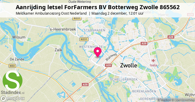 Aanrijding letsel ForFarmers BV Botterweg Zwolle 865562