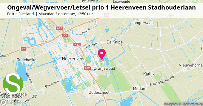 Ongeval/Wegvervoer/Letsel prio 1 Heerenveen Stadhouderlaan