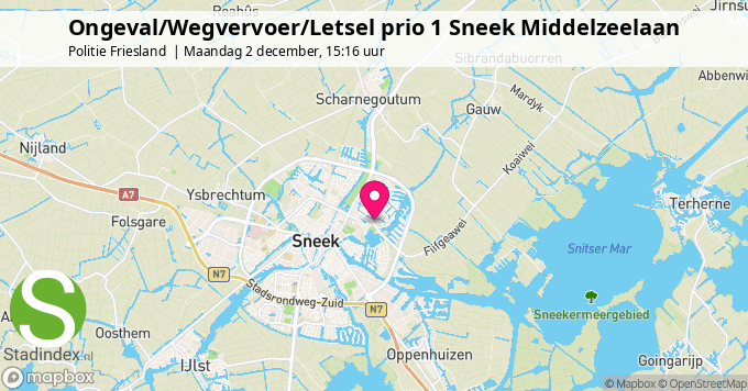 Ongeval/Wegvervoer/Letsel prio 1 Sneek Middelzeelaan