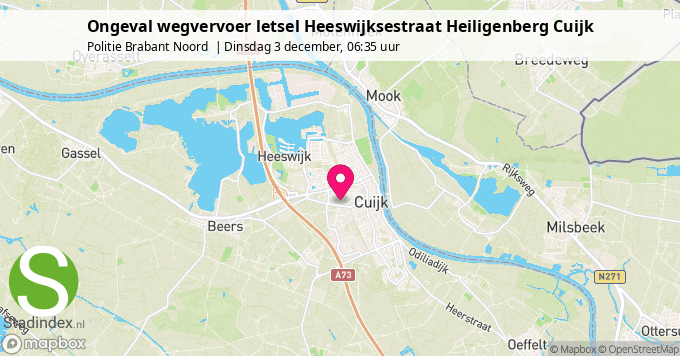 Ongeval wegvervoer letsel Heeswijksestraat Heiligenberg Cuijk