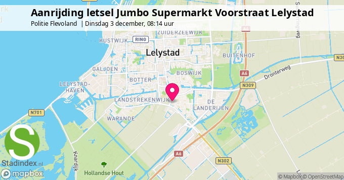 Aanrijding letsel Jumbo Supermarkt Voorstraat Lelystad