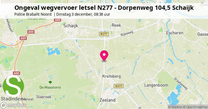 Ongeval wegvervoer letsel N277 - Dorpenweg 104,5 Schaijk