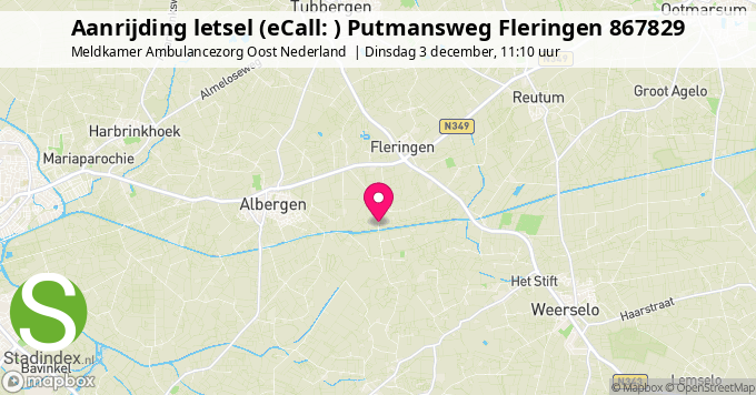 Aanrijding letsel (eCall: ) Putmansweg Fleringen 867829