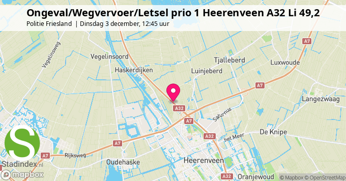 Ongeval/Wegvervoer/Letsel prio 1 Heerenveen A32 Li 49,2