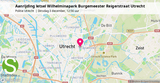 Aanrijding letsel Wilhelminapark Burgemeester Reigerstraat Utrecht