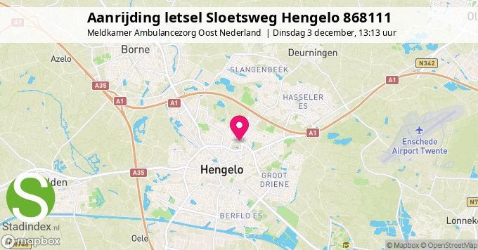 Aanrijding letsel Sloetsweg Hengelo 868111