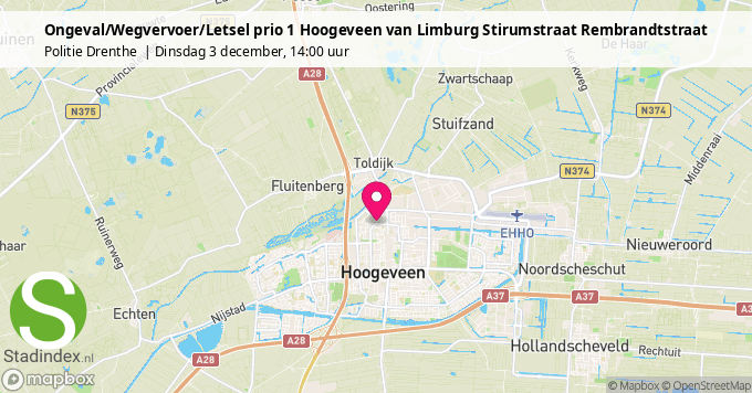 Ongeval/Wegvervoer/Letsel prio 1 Hoogeveen van Limburg Stirumstraat Rembrandtstraat