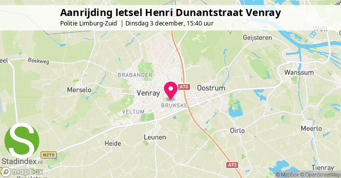 Aanrijding letsel Henri Dunantstraat Venray