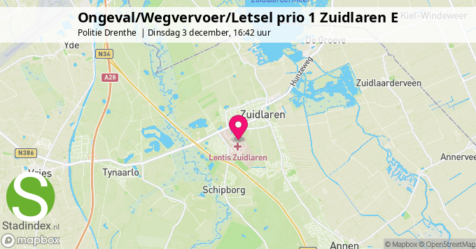 Ongeval/Wegvervoer/Letsel prio 1 Zuidlaren E