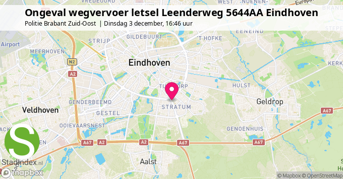 Ongeval wegvervoer letsel Leenderweg 5644AA Eindhoven